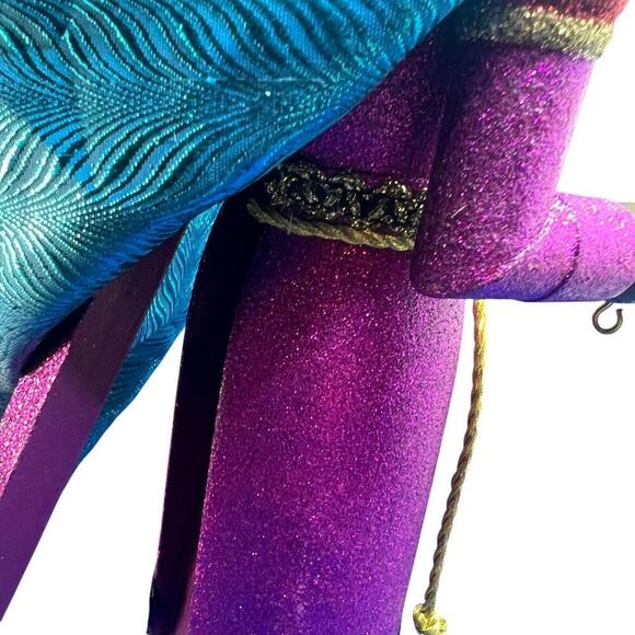 Christmas Royal King Nutcracker Figurine Purple Wooden Wise Man Holiday Decor - Picture 4 of 7